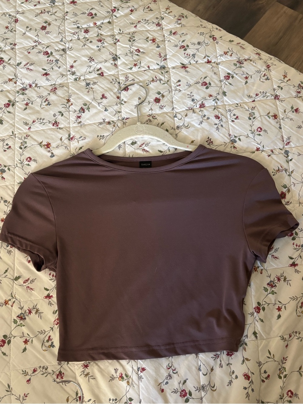 Mauve Crewneck Short Sleeve Crop Top